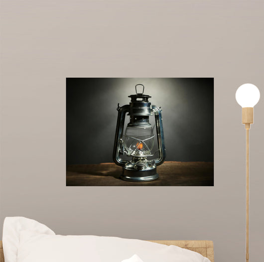 Kerosene lamp on dark grey background 