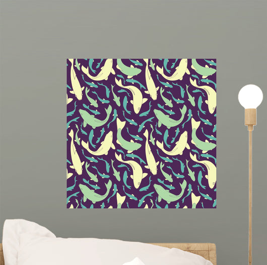 Fishes Seamless Pattern Wall Decal Design 1