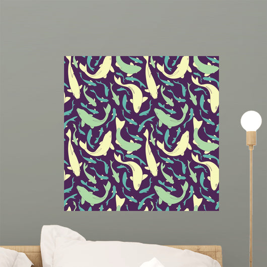 Fishes Seamless Pattern Wall Decal Design 1
