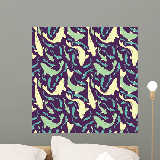Fishes Seamless Pattern Wall Decal Design 1