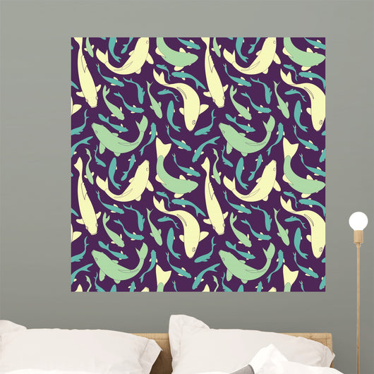 Fishes Seamless Pattern Wall Decal Design 1