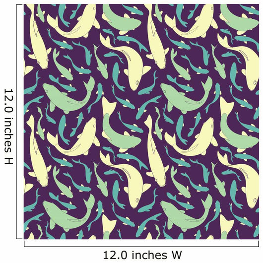 Fishes Seamless Pattern Wall Decal Design 1