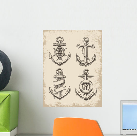 Hand Drawn Anchor Set Wall Mural