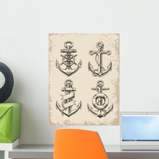 Hand Drawn Anchor Set Wall Mural