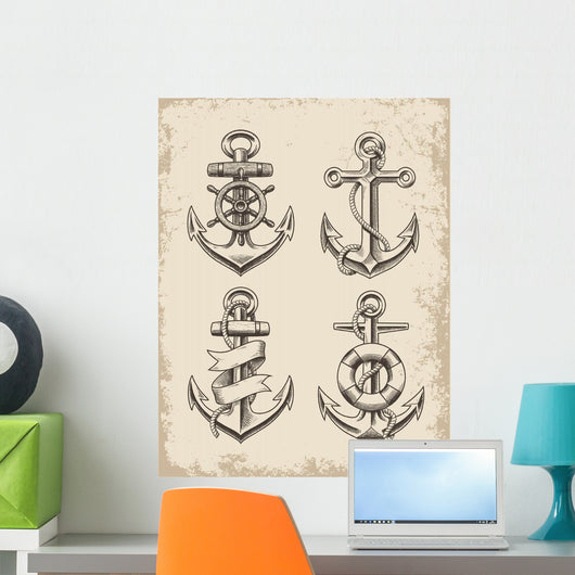 Hand Drawn Anchor Set Wall Mural