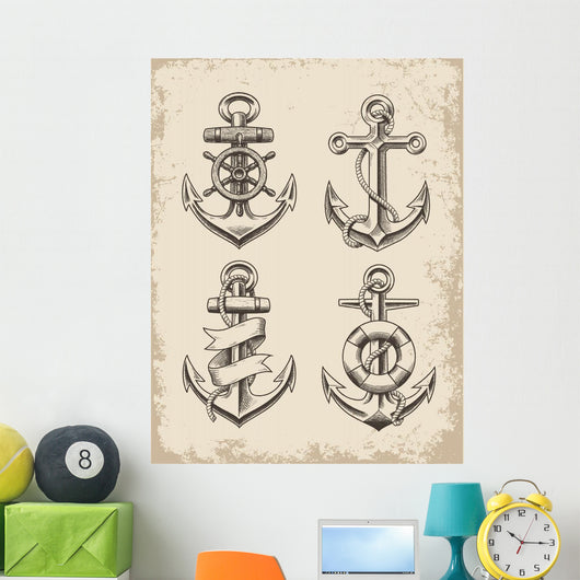 Hand Drawn Anchor Set Wall Mural