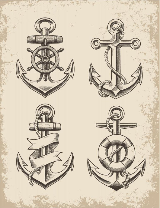 Hand Drawn Anchor Set Wall Mural