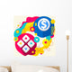 Joystick and dollar sign on abstract colorful splashes backgroun Wall Mural