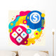 Joystick and dollar sign on abstract colorful splashes backgroun Wall Mural