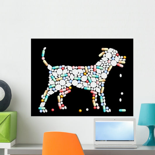 Tablets Pills Dog Wall Decal