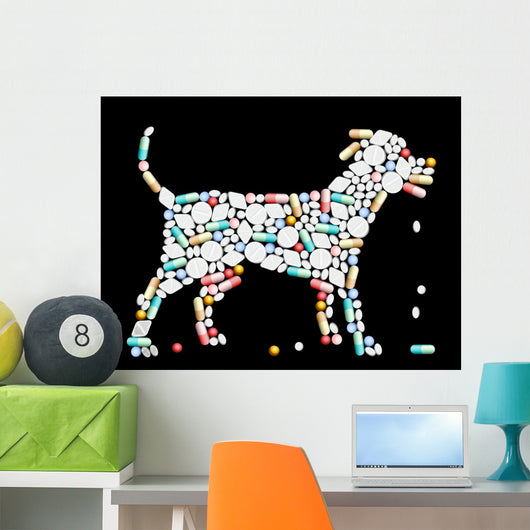 Tablets Pills Dog Wall Decal