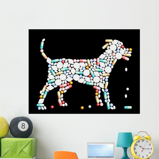 Tablets Pills Dog Wall Decal