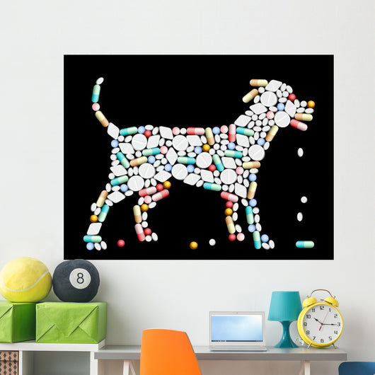 Tablets Pills Dog Wall Decal