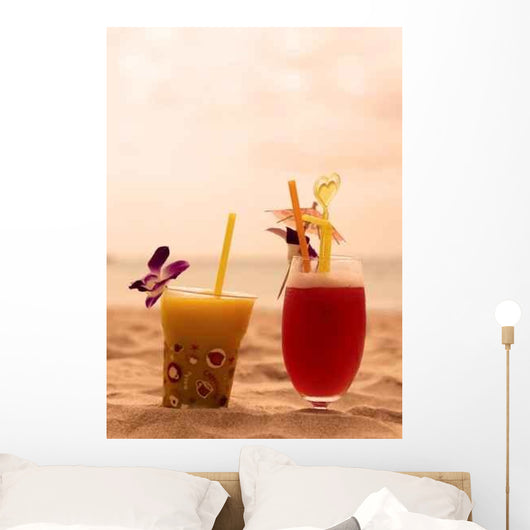 Cocktail Couple Sunset Wall Decal