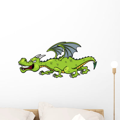Vector Illustration Cartoon Dragon Wall Decal shown on a wall