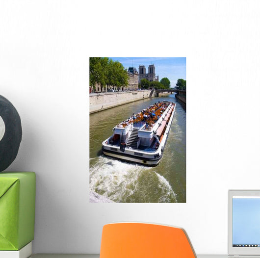 Tourist Boat Paris Wide Wall Decal