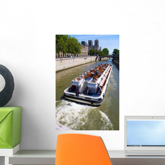 Tourist Boat Paris Wide Wall Decal