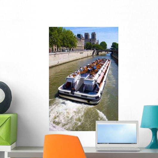 Tourist Boat Paris Wide Wall Decal