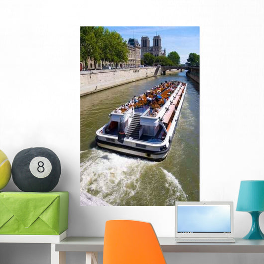 Tourist Boat Paris Wide Wall Decal