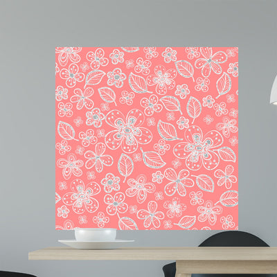 Seamless Flowers Wall Decal shown on a wall