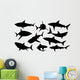 Shark Silhouettes Wall Decal Sticker Set