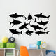 Shark Silhouettes Wall Decal Sticker Set
