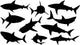 Shark Silhouettes Wall Decal Sticker Set