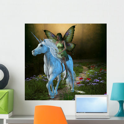 Forest Fairy and Unicorn shown on a wall