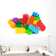 Toy colorful plastic blocks isolated on white Wall Mural