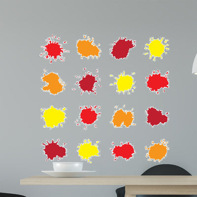Set Colorful Abstract Vector Wall Stickers shown on a wall