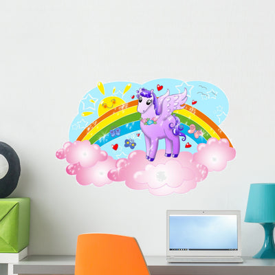 Cute Pegasus Sky with Wall Decal shown on a wall