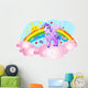 Cute Pegasus in the Sky with Sun and Rainbow. Wall Decal