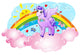 Cute Pegasus in the Sky with Sun and Rainbow. Wall Decal