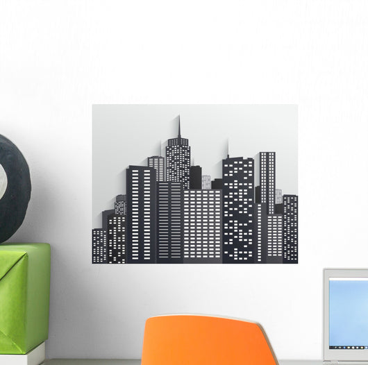 Black and White City Skyline 
