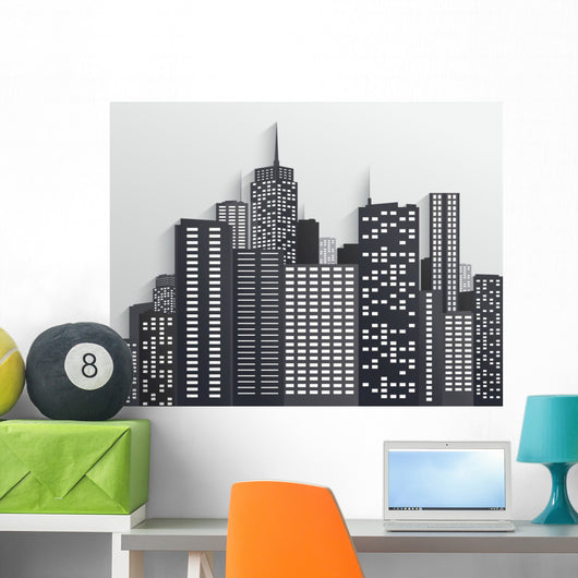 Black and White City Skyline 