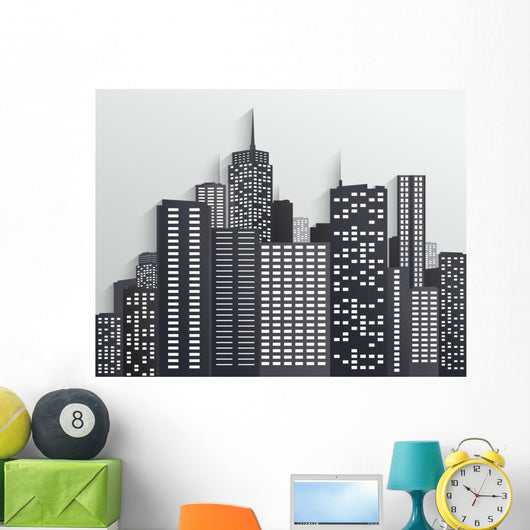 Black and White City Skyline 