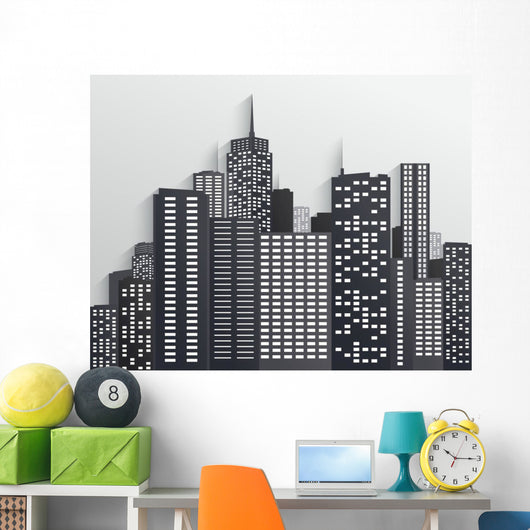 Black and White City Skyline 
