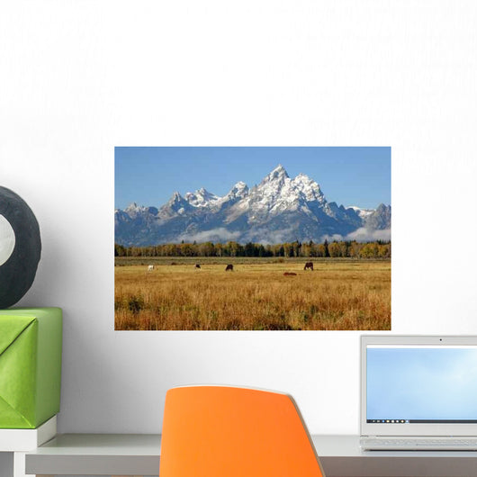 Many Horses Grazing below Wall Decal