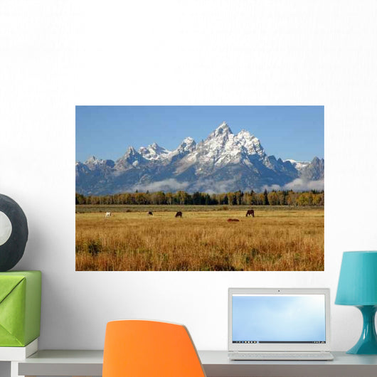 Many Horses Grazing below Wall Decal