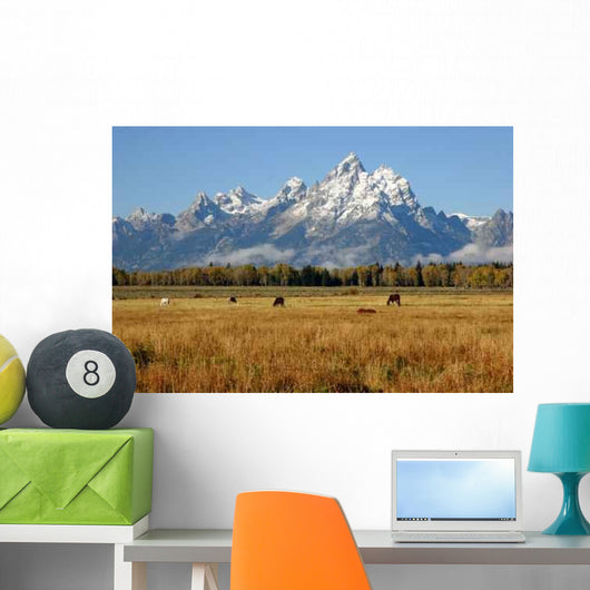 Many Horses Grazing below Wall Decal