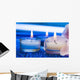 Candles with flower on blue background 