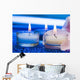 Candles with flower on blue background 