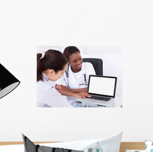 Dentist Showing Laptop Patient Wall Decal