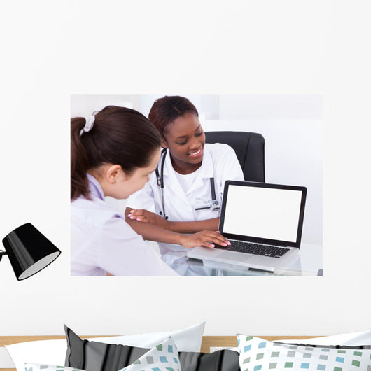 Dentist Showing Laptop Patient Wall Decal