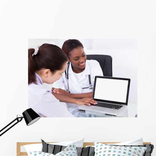 Dentist Showing Laptop Patient Wall Decal