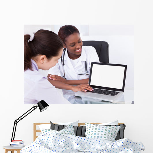 Dentist Showing Laptop Patient Wall Decal