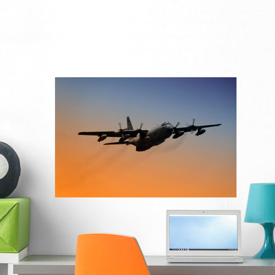 Military Transport Airplane Wall Mural shown on a wall