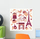 Paris symbols collection Wall Mural