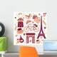 Paris symbols collection Wall Mural
