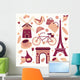 Paris symbols collection Wall Mural